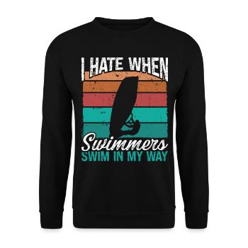 Je déteste les nageurs Vintage Rig Windsurf - Sweat-shirt Unisexe - noir - Devant - Alina (178cm) & Michal (187cm)