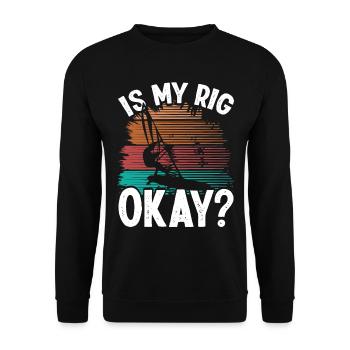 Vintage Funny Is my Rig okay Windsurfing - Unisex Pullover - Schwarz - Vorne - Alina (178cm) & Michal (187cm)