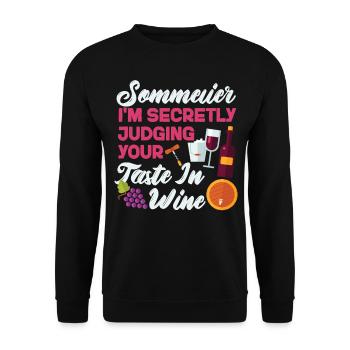 Sommelier Wine Drinking Tasting - Unisex Pullover - Schwarz - Vorne - Alina (178cm) & Michal (187cm)