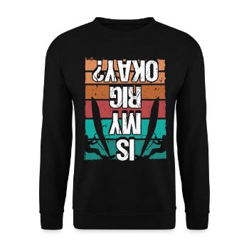 Humor Is my Rig okay Funny Vintage Windsurfing - Unisex Pullover - Schwarz - Vorne - Alina (178cm) & Michal (187cm)