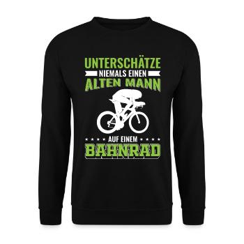 Bahnrad | Alter Mann Bahnradfahrer Geschenk - Unisex Pullover - Schwarz - Vorne - Alina (178cm) & Michal (187cm)