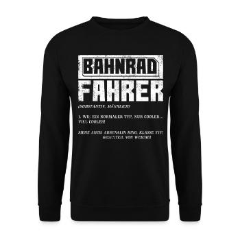 Bahnradfahrer Bahnrad Geschenk - Unisex Pullover - Schwarz - Vorne - Alina (178cm) & Michal (187cm)