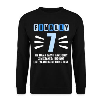 Enfin 7 maman dit n’avoir que 2 erreurs 7ème anniversaire - Sweat-shirt Unisexe - noir - Devant - Alina (178cm) & Michal (187cm)