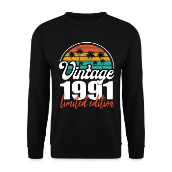 Vintage Birthday Birthday Retro 1991 Limited - Unisex Sweatshirt - black - Front - Alina (178cm) & Michal (187cm)
