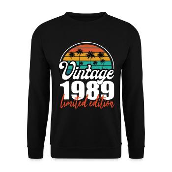 Vintage Geburtstag Geburtstag Retro 1989 Limited - Unisex Pullover - Schwarz - Vorne - Alina (178cm) & Michal (187cm)