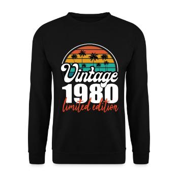 Vintage Geburtstag Geburtstag Retro 1980 Limited - Unisex Pullover - Schwarz - Vorne - Alina (178cm) & Michal (187cm)