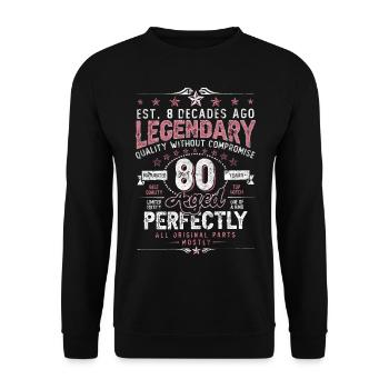 Vintage 80 Aged Perfectly Women on their 80th Birthday - Unisex Sweatshirt - black - Front - Alina (178cm) & Michal (187cm)