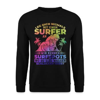 Surf Surf Surf Sports nautiques - Sweat-shirt Unisexe - noir - Devant - Alina (178cm) & Michal (187cm)