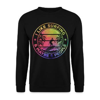 Surf J’aime le surf et peut-être 3 personnes - - Sweat-shirt Unisexe - noir - Devant - Alina (178cm) & Michal (187cm)