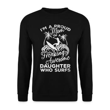 Surf Fière maman d’un sacré grand - Sweat-shirt Unisexe - noir - Devant - Alina (178cm) & Michal (187cm)