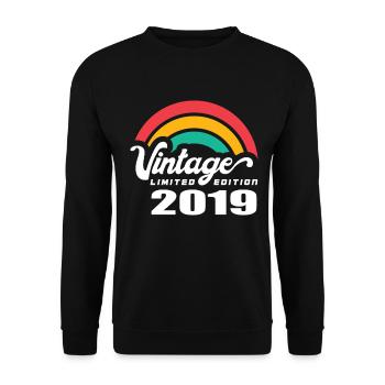 Vintage Anniversaire Anniversaire Rétro 2019 Limité - Sweat-shirt Unisexe - noir - Devant - Alina (178cm) & Michal (187cm)