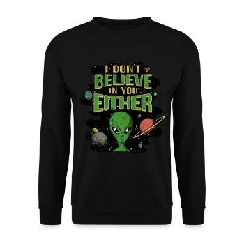 Alien Galaxy Ufo Außerirdische Raumschiff Weltall - Unisex Pullover - Schwarz - Vorne - Alina (178cm) & Michal (187cm)