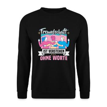 Freundschafts Geschenk für guten Freund - Unisex Pullover - Schwarz - Vorne - Alina (178cm) & Michal (187cm)