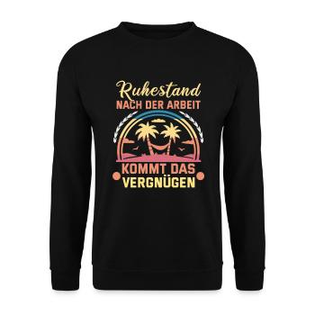 Pensionierung Geschenkidee Rente Arbeitskollege - Unisex Pullover - Schwarz - Vorne - Alina (178cm) & Michal (187cm)