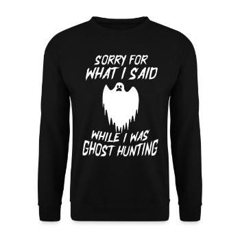 Halloween Tshirt Halloweenparty Mörder Killer Tod - Unisex Pullover - Schwarz - Vorne - Alina (178cm) & Michal (187cm)