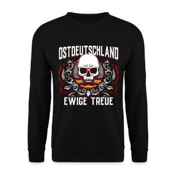 Ostdeutschland Geschenk Osten Ossi DDR Ostalgie - Unisex Pullover - Schwarz - Vorne - Alina (178cm) & Michal (187cm)