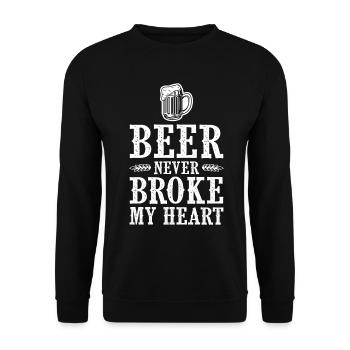 Beer Never Broke My Heart Festival Bier - Unisex Pullover - Schwarz - Vorne - Alina (178cm) & Michal (187cm)