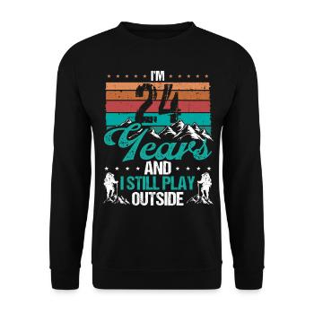24 Year Old Hiker Mountains Hiking 24 Birthday - Unisex Pullover - Schwarz - Vorne - Alina (178cm) & Michal (187cm)