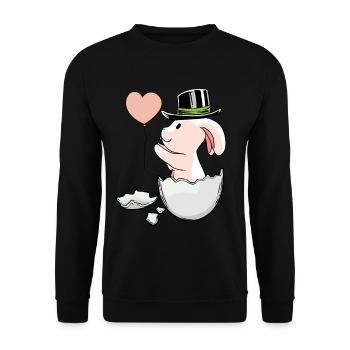 Easter Balloon EggShell Easter Rabbit - Unisex Sweatshirt - black - Front - Alina (178cm) & Michal (187cm)
