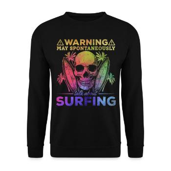Warnung vor Wassersurfern kann spontan über das - Unisex Pullover - Schwarz - Vorne - Alina (178cm) & Michal (187cm)