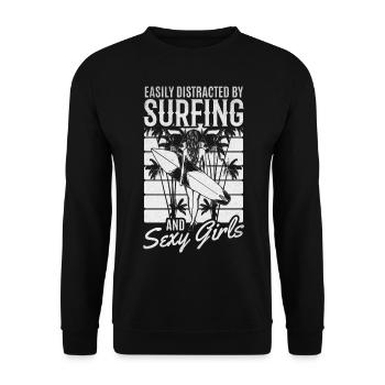 Surfer facilement distrait par le surf et sexy - Sweat-shirt Unisexe - noir - Devant - Alina (178cm) & Michal (187cm)