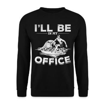 Surfing I will be in my office surfboard - Unisex Sweatshirt - black - Front - Alina (178cm) & Michal (187cm)