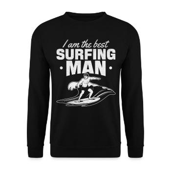 Surfen Ich bin der beste Surfer Mann Surfen - Unisex Pullover - Schwarz - Vorne - Alina (178cm) & Michal (187cm)