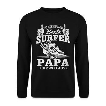 So sieht der beste Surfer und Papa der Welt aus - Unisex Pullover - Schwarz - Vorne - Alina (178cm) & Michal (187cm)