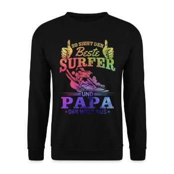 So sieht der beste Surfer und Papa der Welt aus - Unisex Pullover - Schwarz - Vorne - Alina (178cm) & Michal (187cm)