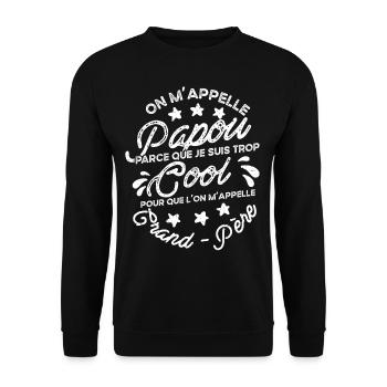 Papou Fete Des Grand Pères Papy - Sweat-shirt Unisexe - noir - Devant - Alina (178cm) & Michal (187cm)