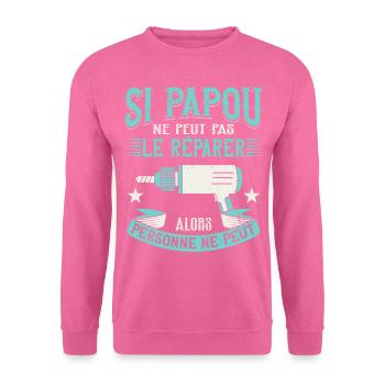 Papou Bricoleur Fete Des Grand Pères Papy - Sweat-shirt Unisexe - rose - Devant