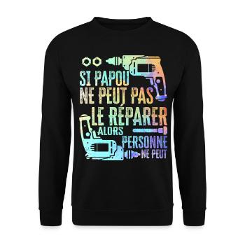 Papou Bricoleur Fete Des Grand Pères Papy - Sweat-shirt Unisexe - noir - Devant - Alina (178cm) & Michal (187cm)