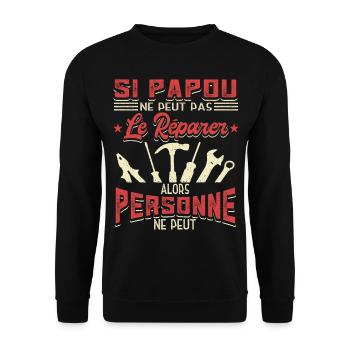 Papou Bricoleur Fete Des Grand Pères Papy - Sweat-shirt Unisexe - noir - Devant - Alina (178cm) & Michal (187cm)