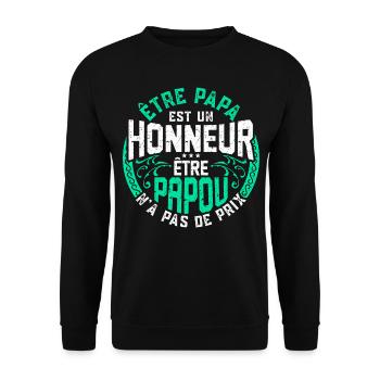 Être Papou N'a Pas De Sans Prix - Sweat-shirt Unisexe - noir - Devant - Alina (178cm) & Michal (187cm)