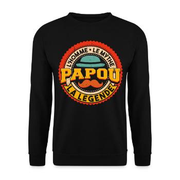 Papou Fete Des Grand Pères Papy - Sweat-shirt Unisexe - noir - Devant - Alina (178cm) & Michal (187cm)