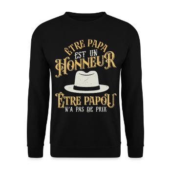 Être Papou N'a Pas De Sans Prix Fete Des Grand - Sweat-shirt Unisexe - noir - Devant - Alina (178cm) & Michal (187cm)