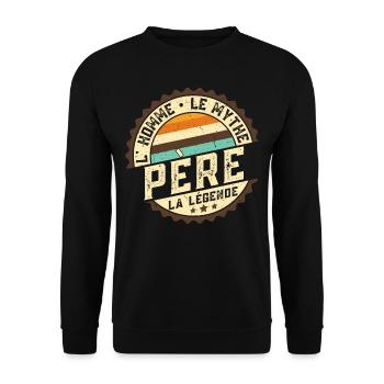 Papa Père Fête Des Pères - Sweat-shirt Unisexe - noir - Devant - Alina (178cm) & Michal (187cm)