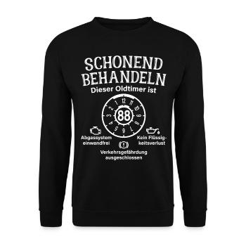 88. Geburtstag Schonend Behandeln Oldtimer Ist 88 - Unisex Pullover - Schwarz - Vorne - Alina (178cm) & Michal (187cm)