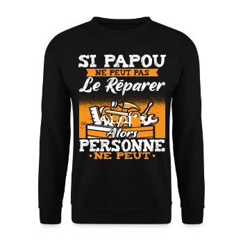 Papou Bricoleur Fete Des Grand Pères Papy - Sweat-shirt Unisexe - noir - Devant - Alina (178cm) & Michal (187cm)
