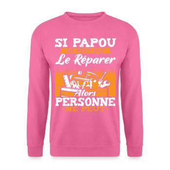 Papou Bricoleur Fete Des Grand Pères Papy - Sweat-shirt Unisexe - rose - Devant