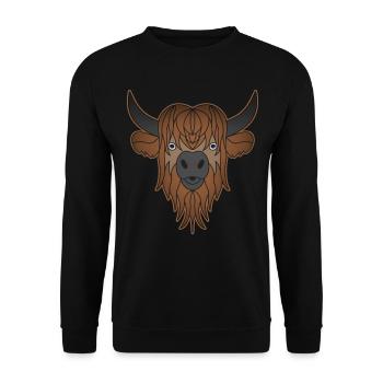 Vache Highland Cattle avec motif de vache - Sweat-shirt Unisexe - noir - Devant - Alina (178cm) & Michal (187cm)
