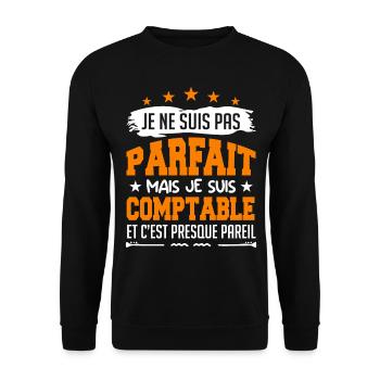 je ne suis pas parfait COMPTABLE | comptable - Sweat-shirt Unisexe - noir - Devant - Alina (178cm) & Michal (187cm)