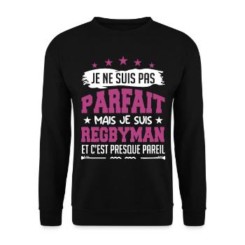 Je ne suis pas parfait mais je joue au rugby - Sweat-shirt Unisexe - noir - Devant - Alina (178cm) & Michal (187cm)