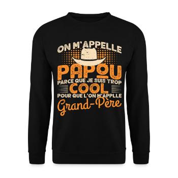 Papou Fete Des Grand Pères Papy - Sweat-shirt Unisexe - noir - Devant - Alina (178cm) & Michal (187cm)