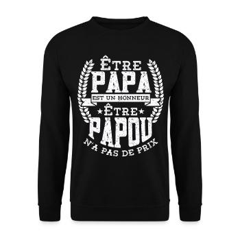Être Papou N'a Pas De Sans Prix - Sweat-shirt Unisexe - noir - Devant - Alina (178cm) & Michal (187cm)