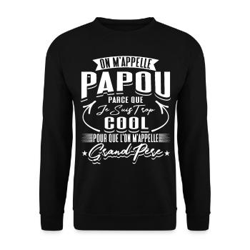 Papou Fete Des Grand Pères Papy - Sweat-shirt Unisexe - noir - Devant - Alina (178cm) & Michal (187cm)