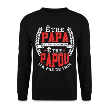 Être Papou N'a Pas De Sans Prix - Sweat-shirt Unisexe - noir - Devant - Alina (178cm) & Michal (187cm)