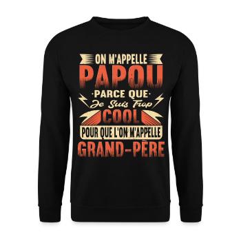 Papou Fete Des Grand Pères Papy - Sweat-shirt Unisexe - noir - Devant - Alina (178cm) & Michal (187cm)