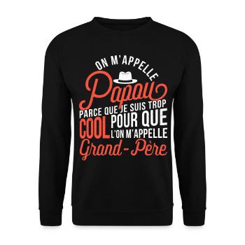 Papou Fete Des Grand Pères Papy - Sweat-shirt Unisexe - noir - Devant - Alina (178cm) & Michal (187cm)