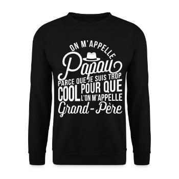 Papou Fete Des Grand Pères Papy - Sweat-shirt Unisexe - noir - Devant - Alina (178cm) & Michal (187cm)